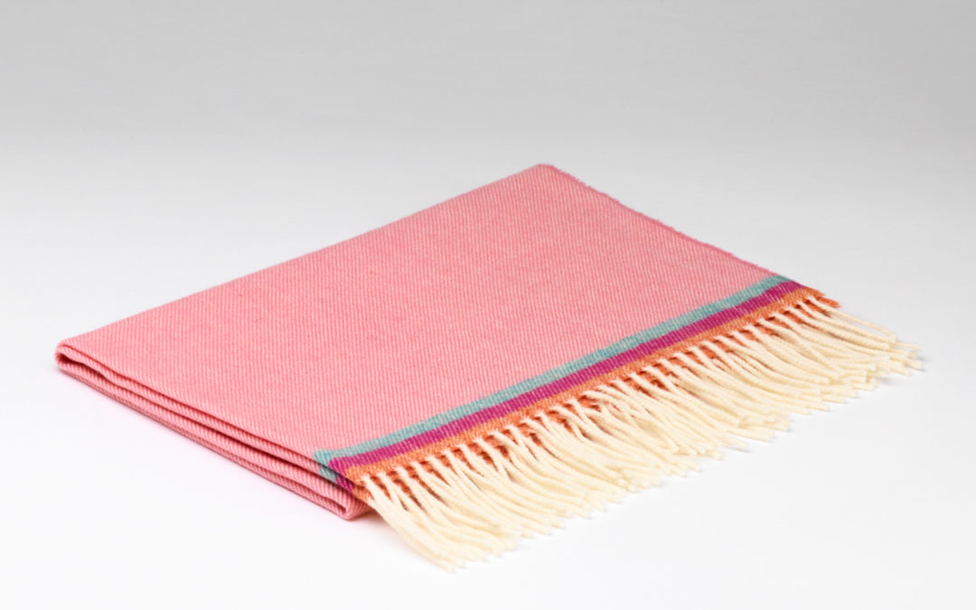 McNutt of Donegal Flamingo Pink Lambswool Baby Blanket