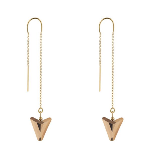 Gold Filled Threader Swarovski Rose Arrow Earrings The Coach Gold Filled Threader Swarovski Rose Arrow Earrings