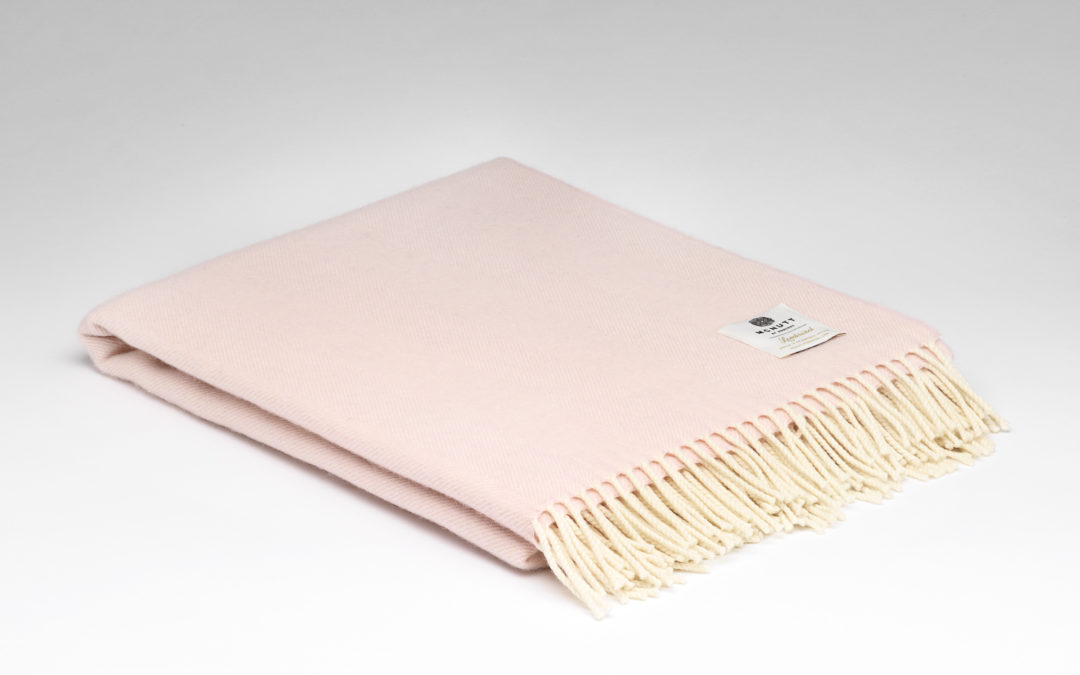 Mc Nutt Candy Floss Pink Herringbone Lambswool Throw