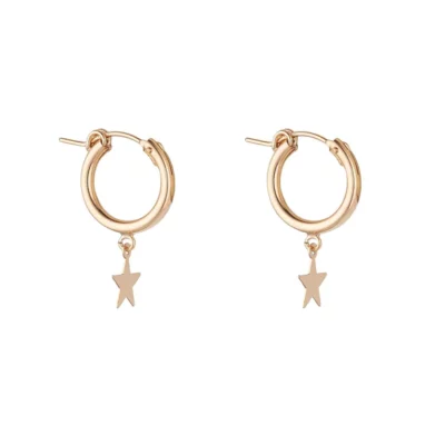 MoMuse gold filled star clip hoops