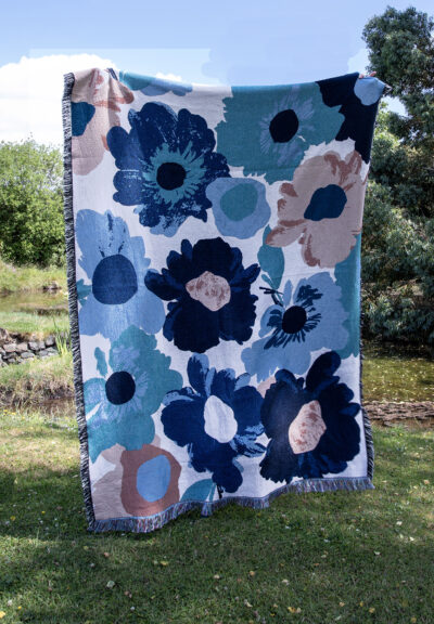 Caroline Duffy Blanket Blue Bloom