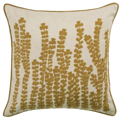 Voyage Maison Herb Yellow Embroidered Feather Cushion Mustard