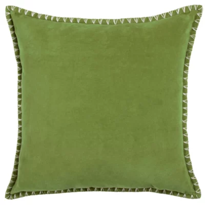 Voyage Maison Stitch Green Embroidered Feather Cushion Grass