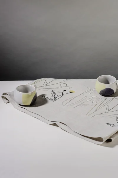 Jennifer Slattery 'Herbarium' Embroidered Irish Linen Table Runner, Natural