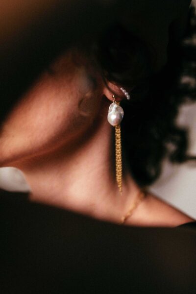 Detail of Gold Filled Baroque Pearl Fringe Earrings