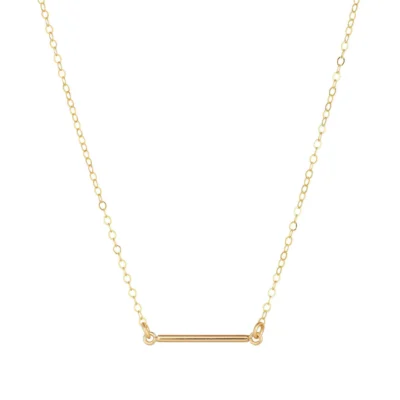 Gold Filled Horizontal Bar Pendant Necklace