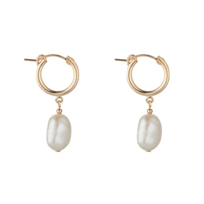 Gold Filled Pearl Clip Hoop Earrings