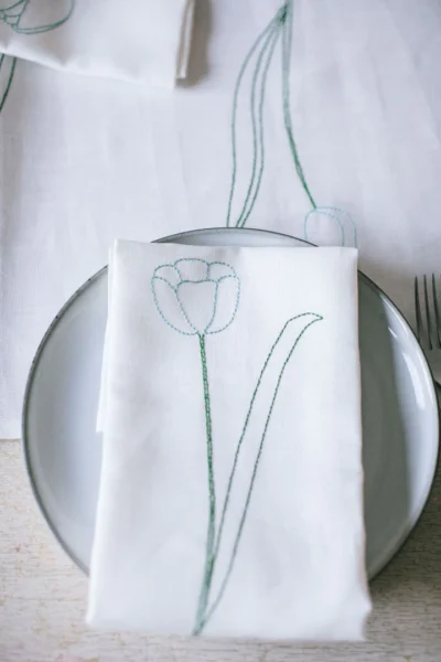 Jennifer Slattery Embroidered Tulip Napkin Set