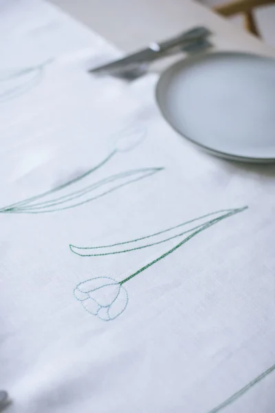 Jennifer Slattery Embroidered Tulip Table Runner