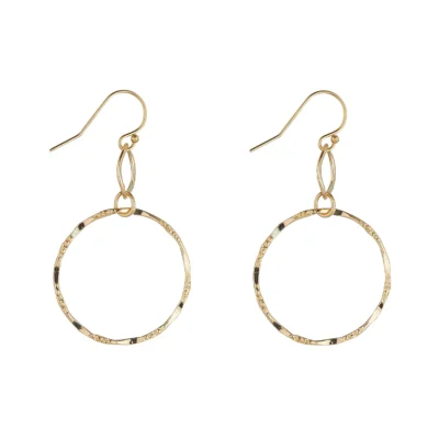 Gold Filled Molten Double Circle Drop Earrings