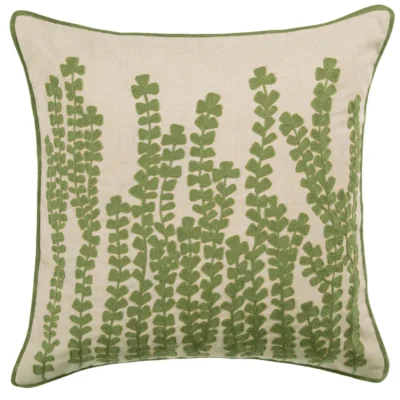 Herb Sage Embroidered Feather Cushion
