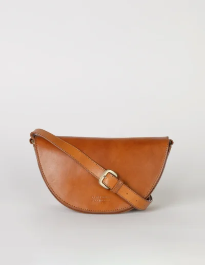 O My Bag Laura Half Moon Crossbody Bag in Cognac Leather