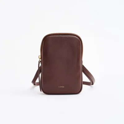 Landa Phone Bag in Chocolate leather