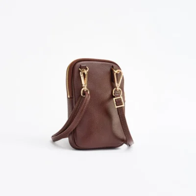 Landa Phone bag in choclate brown leather