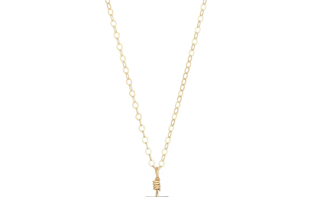 MoMuse Gold Filled Bermuda Blue Crystal Pendant Necklace