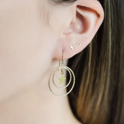 MoMuse Star Double Hoop Earrings