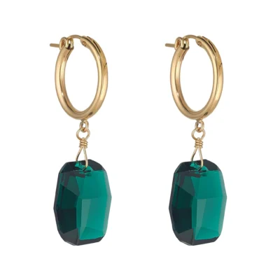 MoMuse Graphic Emerald Green Clip Hoops