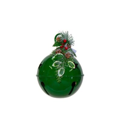 Green Metal Bell with Berries