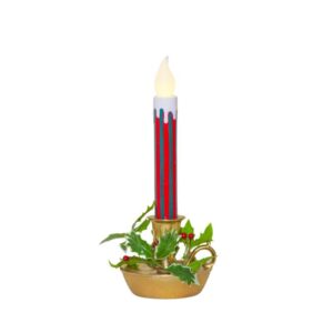 LED Pillar Candle Red & Green Stripe