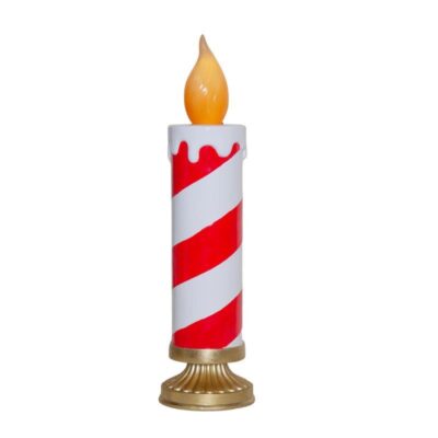 LED Candle White and Red Stripe