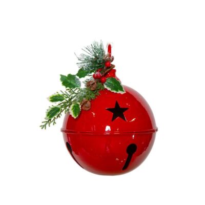 Red Metal Bell with Berries