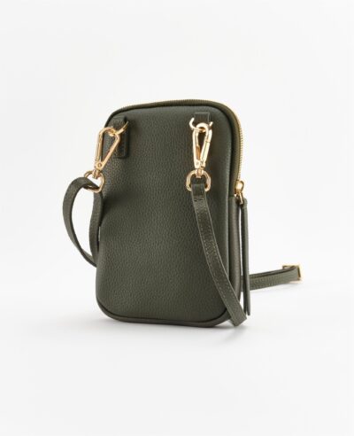 Landa x Magee 1866 Cassia Phone Bag Green Tweed&Leather - Image 3