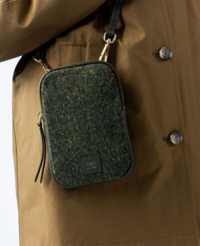 Landa x Magee 1866 Cassia Phone Bag Green Tweed&Leather - Image 4