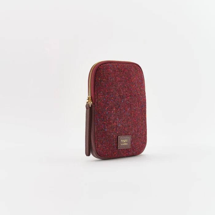 Landa x Magee 1866 Cassia Phone Bag Burgundy Tweed&Leather - Image 2