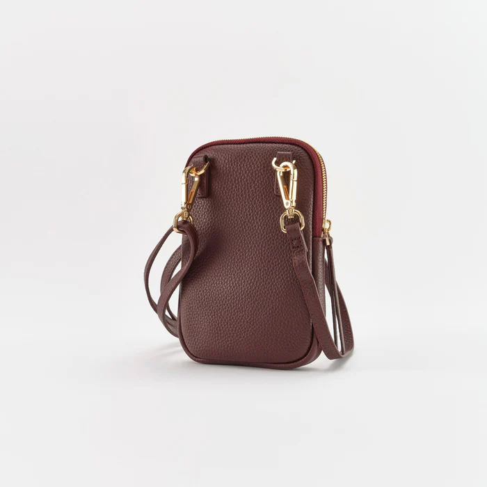 Landa x Magee 1866 Cassia Phone Bag Burgundy Tweed&Leather - Image 4