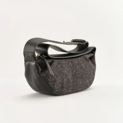 Landa x Magee 1866 Chopo Leather&Tweed Sling Bag Black - Image 3