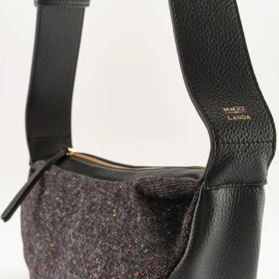 Landa x Magee 1866 Chopo Leather&Tweed Sling Bag Black - Image 5