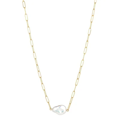 MoMuse Paperclip Baroque Pearl Necklace