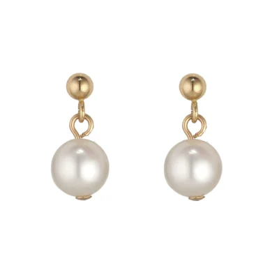 MoMuse Gold Filled Ball Stud with Round Pearl Earrings